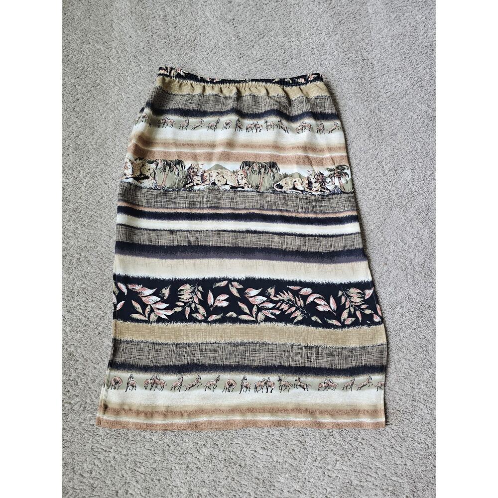 Alfred Dunner Kenya Maxi Skirt Womens Plus Size 14 Safari Animals Boho Chic